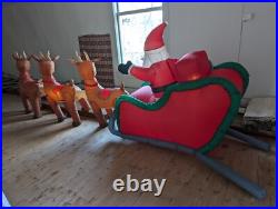 Home Accents Holiday 16 Ft Giant Santa Sleigh Reindeer Airblown Inflatable Gemmy Home Accents Holiday 16 Ft Giant Santa Sleigh Reindeer Airblown Inflatable Gemmy