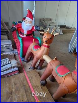 Home Accents Holiday 16 Ft Giant Santa Sleigh Reindeer Airblown Inflatable Gemmy Home Accents Holiday 16 Ft Giant Santa Sleigh Reindeer Airblown Inflatable Gemmy