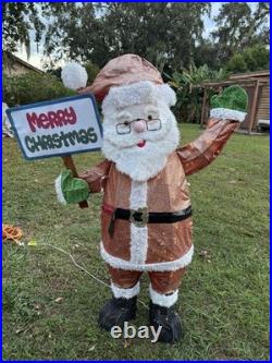 Home Accents Holiday 5 Ft. LED Santa With Merry Christmas & Sign Outside Deco