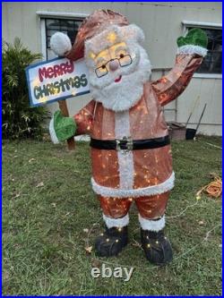 Home Accents Holiday 5 Ft. LED Santa With Merry Christmas & Sign Outside Deco