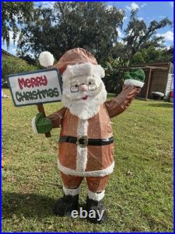 Home Accents Holiday 5 Ft. LED Santa With Merry Christmas & Sign Outside Deco
