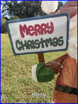 Home Accents Holiday 5 Ft. LED Santa With Merry Christmas & Sign Outside Deco