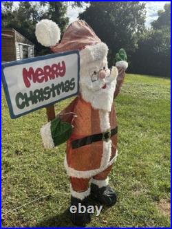 Home Accents Holiday 5 Ft. LED Santa With Merry Christmas & Sign Outside Deco