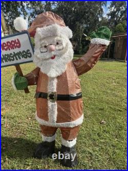 Home Accents Holiday 5 Ft. LED Santa With Merry Christmas & Sign Outside Deco