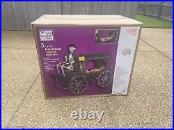 Home Accents Holiday 5 ft. Animated LED Hearse And 5.5 Ft. LED Skeleton Pony