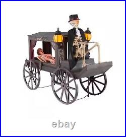 Home Accents Holiday 5 ft. Animated LED Hearse And 5.5 Ft. LED Skeleton Pony