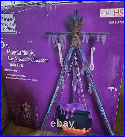 Home Accents Holiday 5 ft Witch Bubbling Cauldron LED FIRE Halloween Animatronic