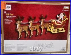 Home Accents Holiday 9ft Giant LED Santa's Sleigh & Reindeer Houston Local Pick