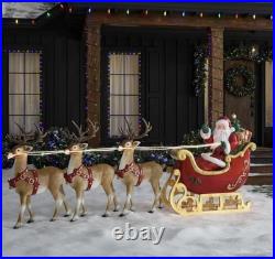 Home Accents Holiday 9ft Giant LED Santa's Sleigh & Reindeer Houston Local Pick