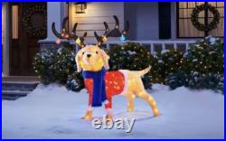Home Accents Holiday Christmas LED Tinsel Golden Retriever Yard Sculpture
