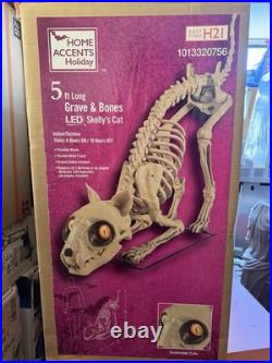 Home Accents Holiday Grave & Bones 5ft LED Skelly's Cat Timer Indoor/Outdoor
