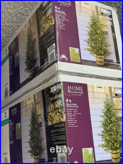 Home Decorators Collection 4 ft Pre-Lit Artificial Spruce Pot LED Christmas Tree
