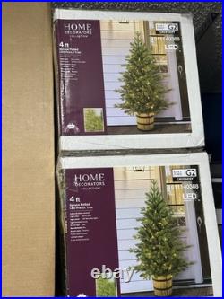 Home Decorators Collection 4 ft Pre-Lit Artificial Spruce Pot LED Christmas Tree