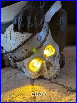 Home Depot 2.5 Ft French Bulldog Home Accents Halloween Dog Prisoner w Skull LED