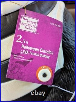 Home Depot 2.5 Ft French Bulldog Home Accents Halloween Dog Prisoner w Skull LED