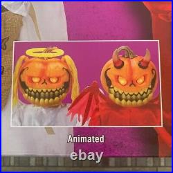 Home Depot 3 ft Halloween Animated LED Good (Angel) & Evil (Devil) Pumpkin Twins