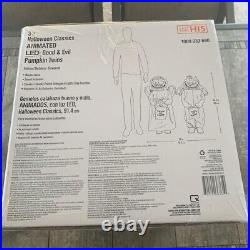 Home Depot 3 ft Halloween Animated LED Good (Angel) & Evil (Devil) Pumpkin Twins