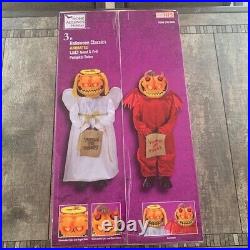 Home Depot 3 ft Halloween Animated LED Good (Angel) & Evil (Devil) Pumpkin Twins