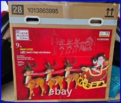 Home Depot 9 ft Giant-Sized LED Santa's Sleigh with Reindeer Holiday NEW IN-HAND Home Depot 9 ft Giant-Sized LED Santa's Sleigh with Reindeer Holiday NEW IN-HAND