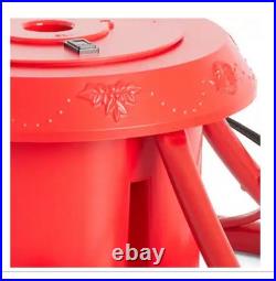 Home Heritage 1-1.75 Artificial Christmas Tree Base Rotating Metal Stand, Red