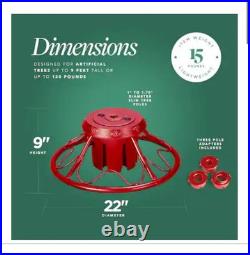 Home Heritage 1-1.75 Artificial Christmas Tree Base Rotating Metal Stand, Red