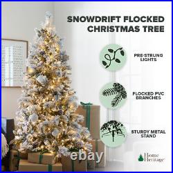 Home Heritage Snowdrift 7.5' PreLit Artificial Tree, Berries/Pinecones (Used)
