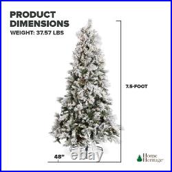 Home Heritage Snowdrift 7.5' PreLit Artificial Tree, Berries/Pinecones (Used)