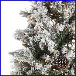 Home Heritage Snowdrift 7.5' PreLit Artificial Tree, Berries/Pinecones (Used)