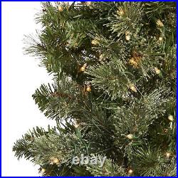 Home Heritage Stanley 7 Foot Prelit Slim Pencil Pine Artificial Christmas Tree
