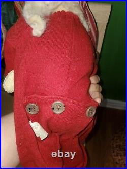 Honey & Me Sitting Christmas Santa with Teddy Bear- Primitive doll