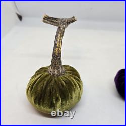 Hot Skwash Daria Lot of 4 Various Colors Velvet Pumpkins Real Stems SIGNED Hot Skwash Daria Lot of 4 Various Colors Velvet Pumpkins Real Stems SIGNED