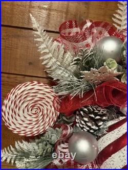 Huge Handmade Christmas Decor Front Door Wreath Big Ornament Attached 36H