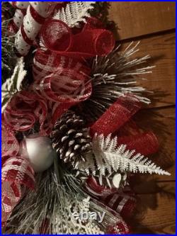 Huge Handmade Christmas Decor Front Door Wreath Big Ornament Attached 36H