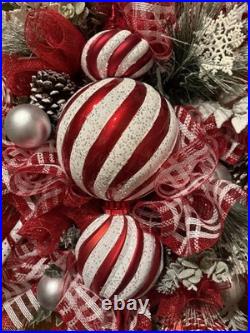 Huge Handmade Christmas Decor Front Door Wreath Big Ornament Attached 36H