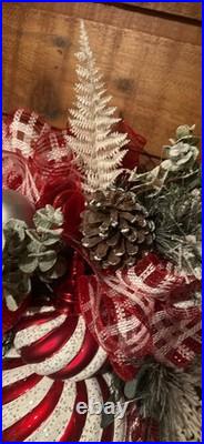 Huge Handmade Christmas Decor Front Door Wreath Big Ornament Attached 36H
