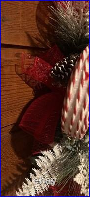 Huge Handmade Christmas Decor Front Door Wreath Big Ornament Attached 36H