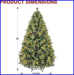 Hykolity 6 ft Prelit Christmas Tree, Artificial Christmas Pine Tree with 350 War