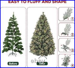 Hykolity 6 ft Prelit Christmas Tree, Artificial Christmas Pine Tree with 350 War