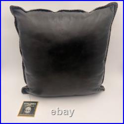 ICON CROFT HOME Luxurious Genuine Leather Decorative Pillow Dark Brown Square