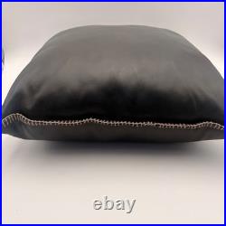 ICON CROFT HOME Luxurious Genuine Leather Decorative Pillow Dark Brown Square