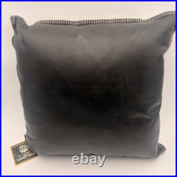 ICON CROFT HOME Luxurious Genuine Leather Decorative Pillow Dark Brown Square