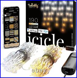 Icicle App-Controlled LED Christmas Lights with 190 AWW Amber, Warm White, Co