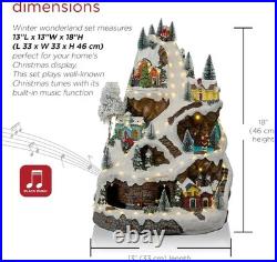 Indoor Christmas Village Set Resin 18 Inches Light Music Animated Holiday Decor