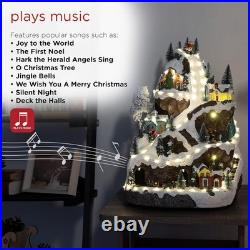 Indoor Christmas Village Set Resin 18 Inches Light Music Animated Holiday Decor