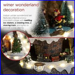 Indoor Christmas Village Set Resin 18 Inches Light Music Animated Holiday Decor