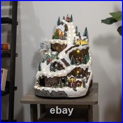 Indoor Christmas Village Set Resin 18 Inches Light Music Animated Holiday Decor