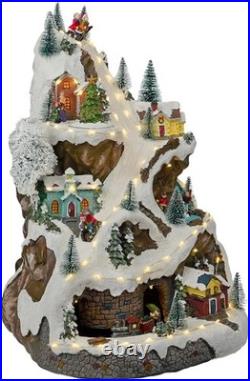 Indoor Christmas Village Set Resin 18 Inches Light Music Animated Holiday Decor
