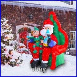 Inflatable Elf Santa Outdoor Christmas Yard Decoration Light Up LED 6 FT Tall