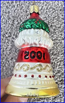 Inge Glas 2001-2006 Annual Glass Bell Ornaments Set 6 Glas of Germany 3-3/4-5 Inge Glas 2001-2006 Annual Glass Bell Ornaments Set 6 Glas of Germany 3-3/4-5