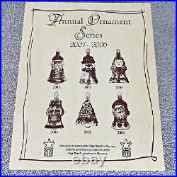 Inge Glas 2001-2006 Annual Glass Bell Ornaments Set 6 Glas of Germany 3-3/4-5 Inge Glas 2001-2006 Annual Glass Bell Ornaments Set 6 Glas of Germany 3-3/4-5